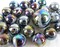 25 Glass Marbles MILKY WAY Purple/Gold Oil Slick Metallic Iridescent Shooter new